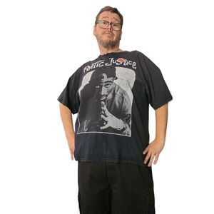 Fashion Nova Distressed Men’s Tupac Shakur Poetic Justice Short Sleeve Tee 3XL